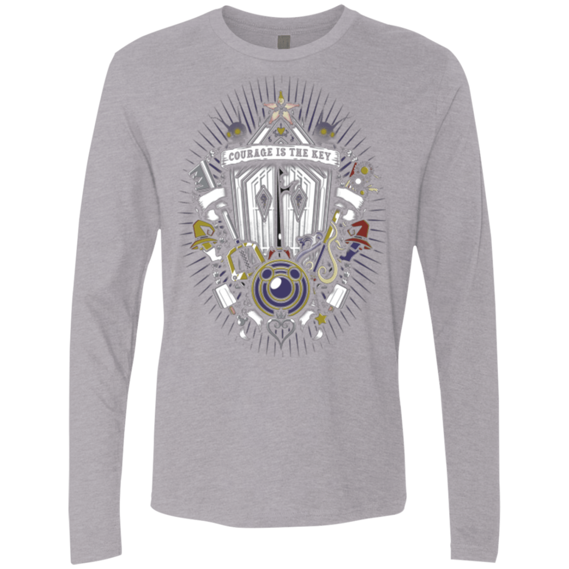 T-Shirts Heather Grey / Small Kingdom & Hearts Crest Men's Premium Long Sleeve