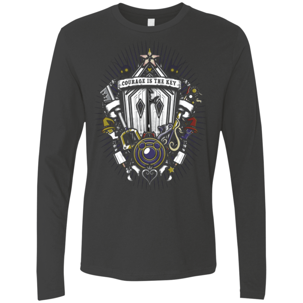 T-Shirts Heavy Metal / Small Kingdom & Hearts Crest Men's Premium Long Sleeve