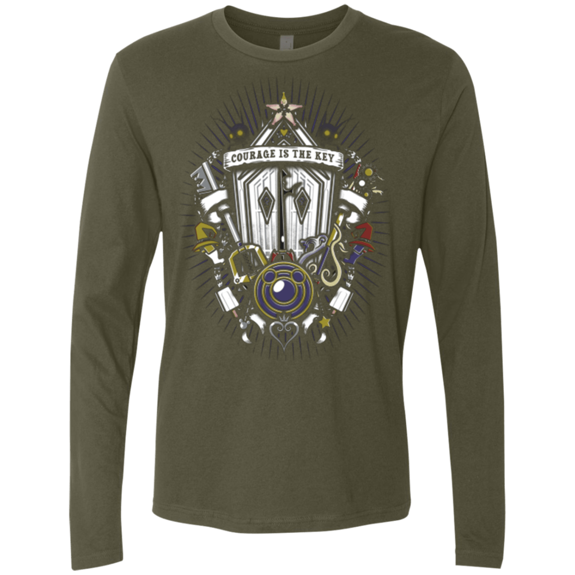 T-Shirts Military Green / Small Kingdom & Hearts Crest Men's Premium Long Sleeve