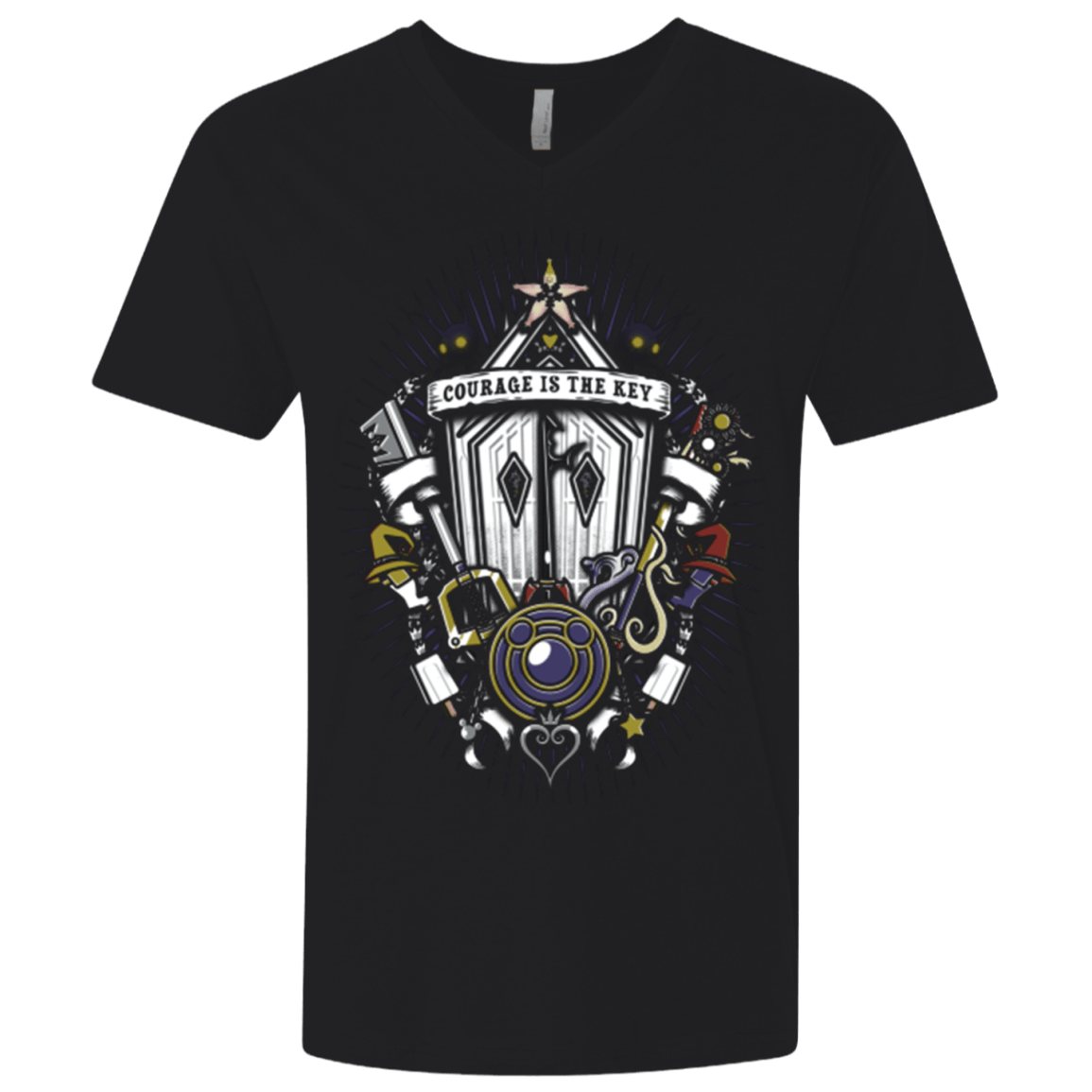 T-Shirts Black / X-Small Kingdom & Hearts Crest Men's Premium V-Neck