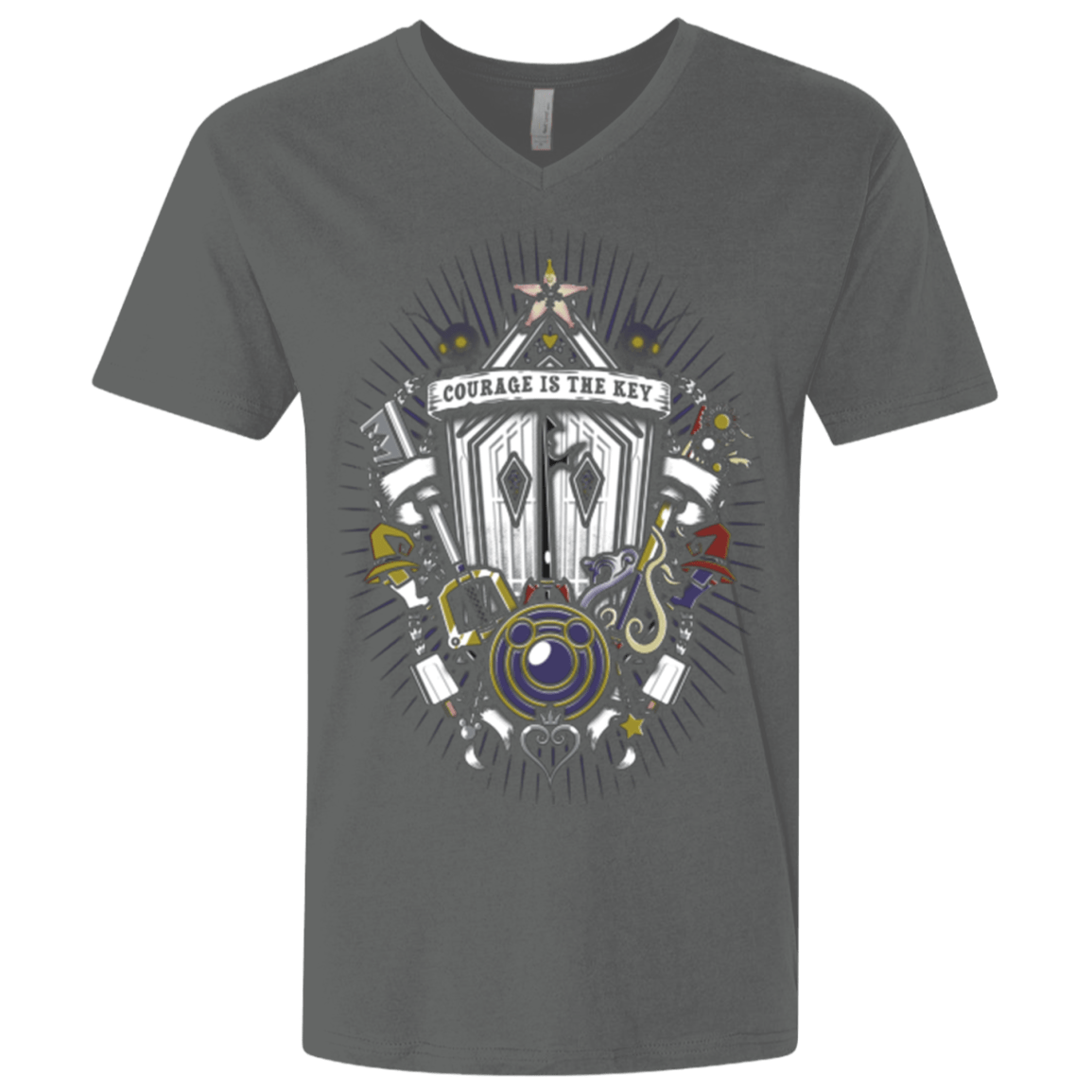 T-Shirts Heavy Metal / X-Small Kingdom & Hearts Crest Men's Premium V-Neck