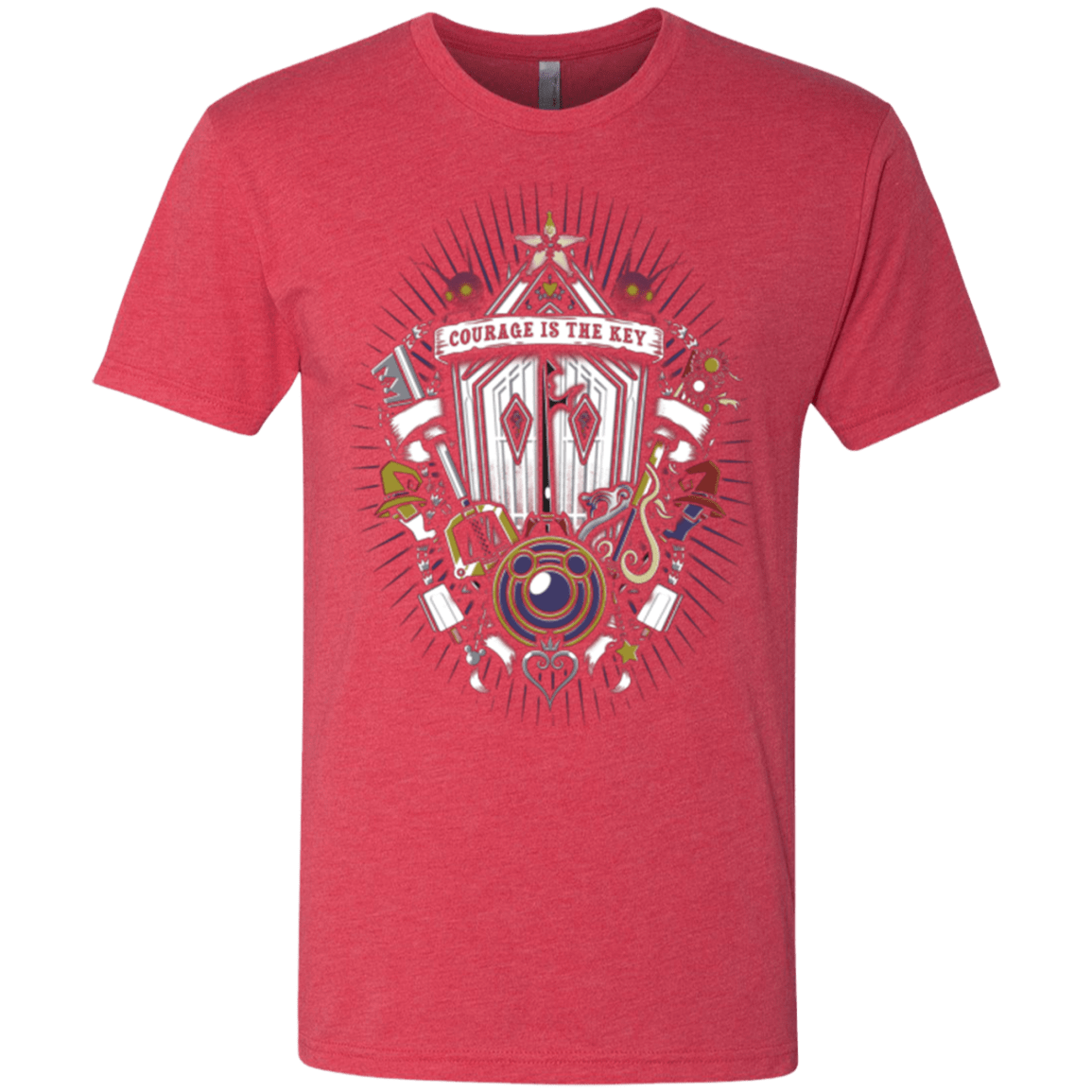 T-Shirts Vintage Red / Small Kingdom & Hearts Crest Men's Triblend T-Shirt