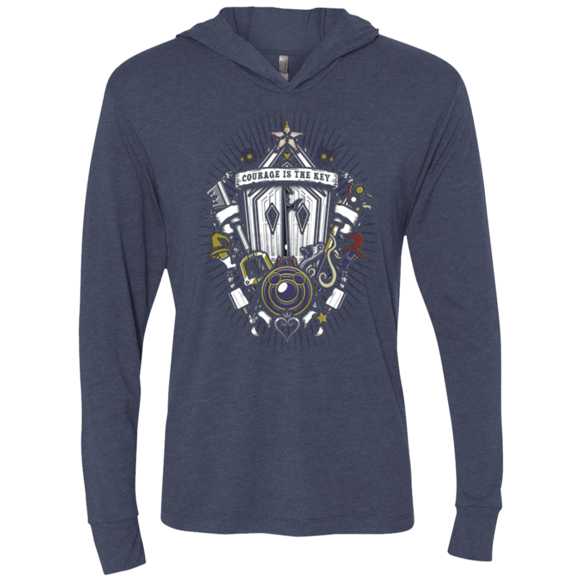 T-Shirts Vintage Navy / X-Small Kingdom & Hearts Crest Triblend Long Sleeve Hoodie Tee