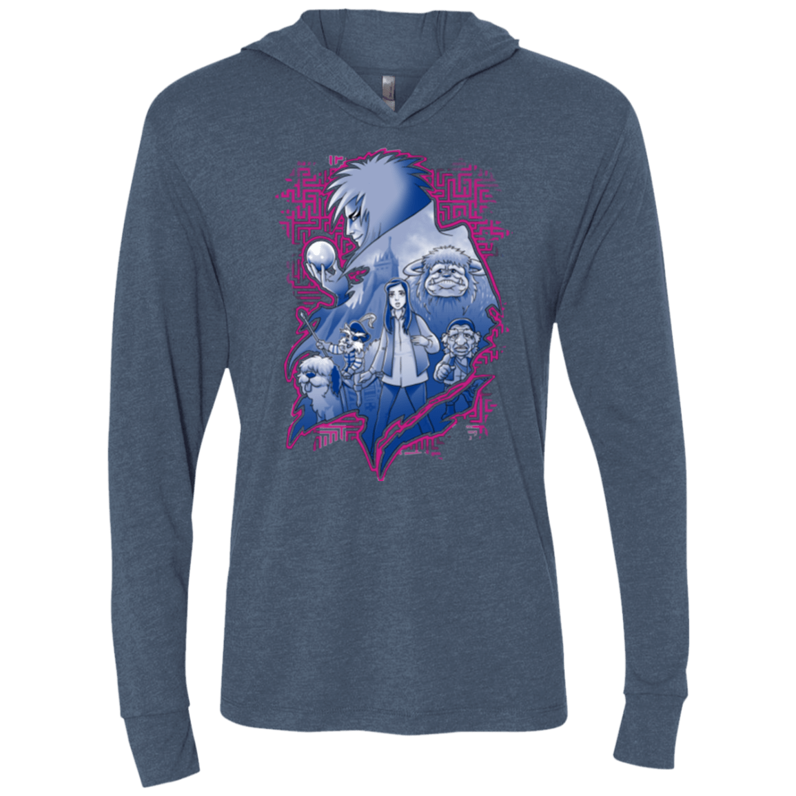 T-Shirts Indigo / X-Small Kings Labyrinth Triblend Long Sleeve Hoodie Tee