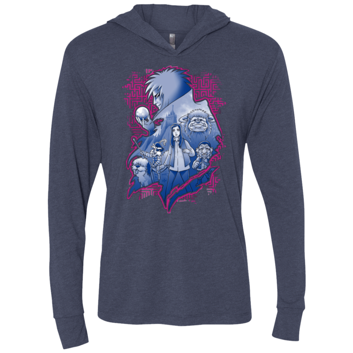 T-Shirts Vintage Navy / X-Small Kings Labyrinth Triblend Long Sleeve Hoodie Tee