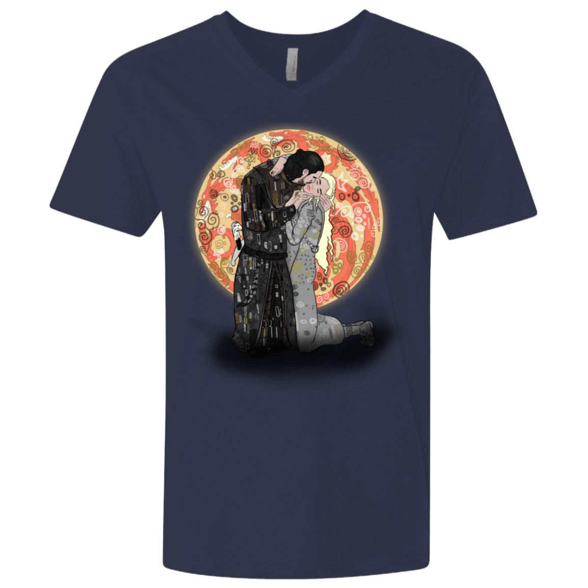 T-Shirts Midnight Navy / X-Small Kiss Jon and Dany Men's Premium V-Neck