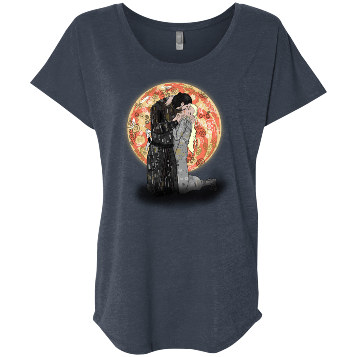 T-Shirts Vintage Navy / X-Small Kiss Jon and Dany Triblend Dolman Sleeve