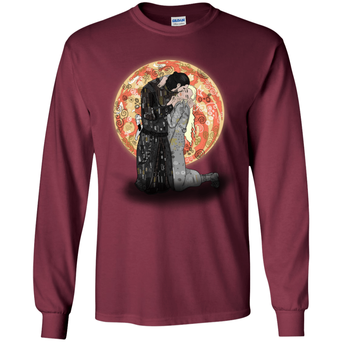 T-Shirts Maroon / YS Kiss Jon and Dany Youth Long Sleeve T-Shirt