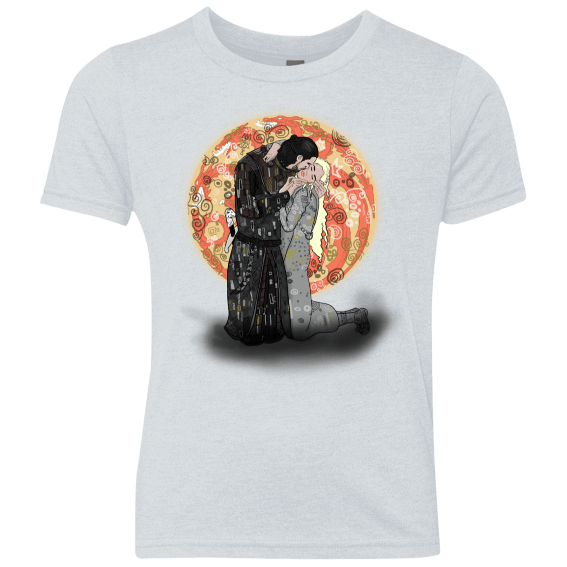 T-Shirts Heather White / YXS Kiss Jon and Dany Youth Triblend T-Shirt