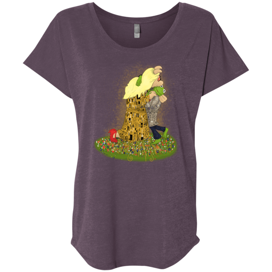 T-Shirts Vintage Purple / X-Small Kiss of Muppets Triblend Dolman Sleeve