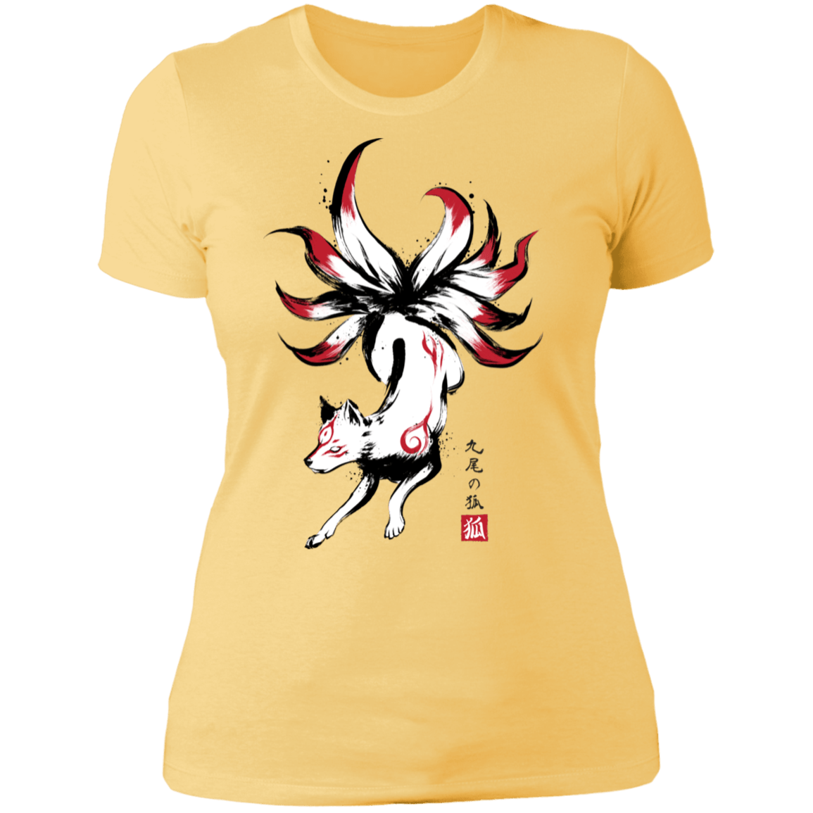 T-Shirts Banana Cream/ / S Kitsune sumi-e Women's Premium T-Shirt