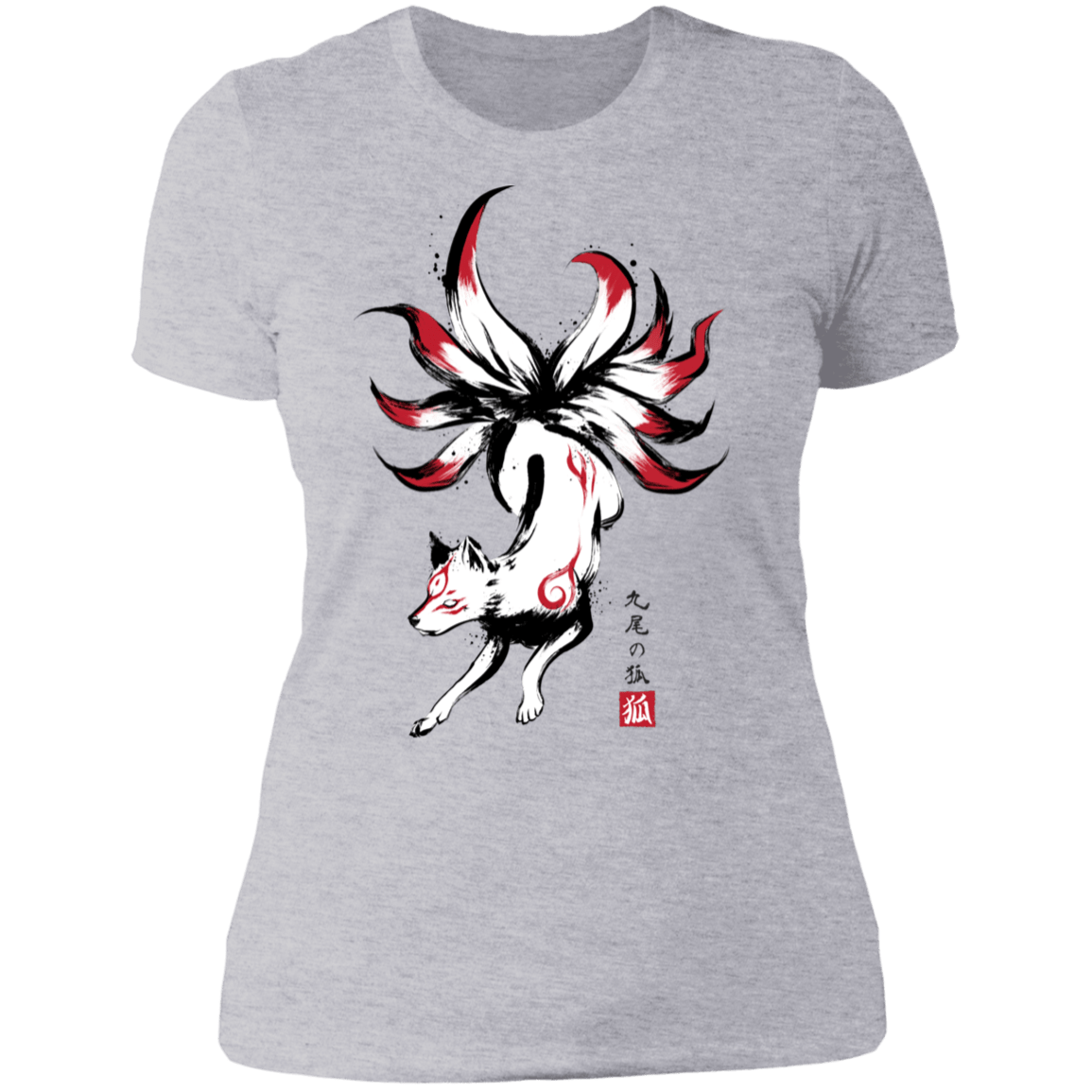 T-Shirts Heather Grey / S Kitsune sumi-e Women's Premium T-Shirt