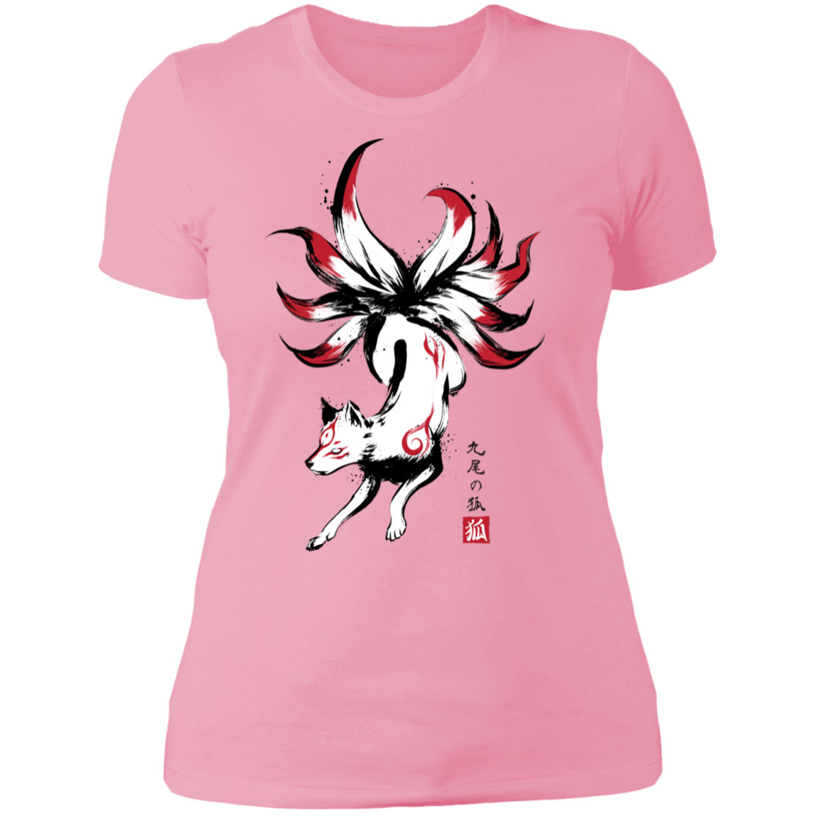 T-Shirts Light Pink / S Kitsune sumi-e Women's Premium T-Shirt