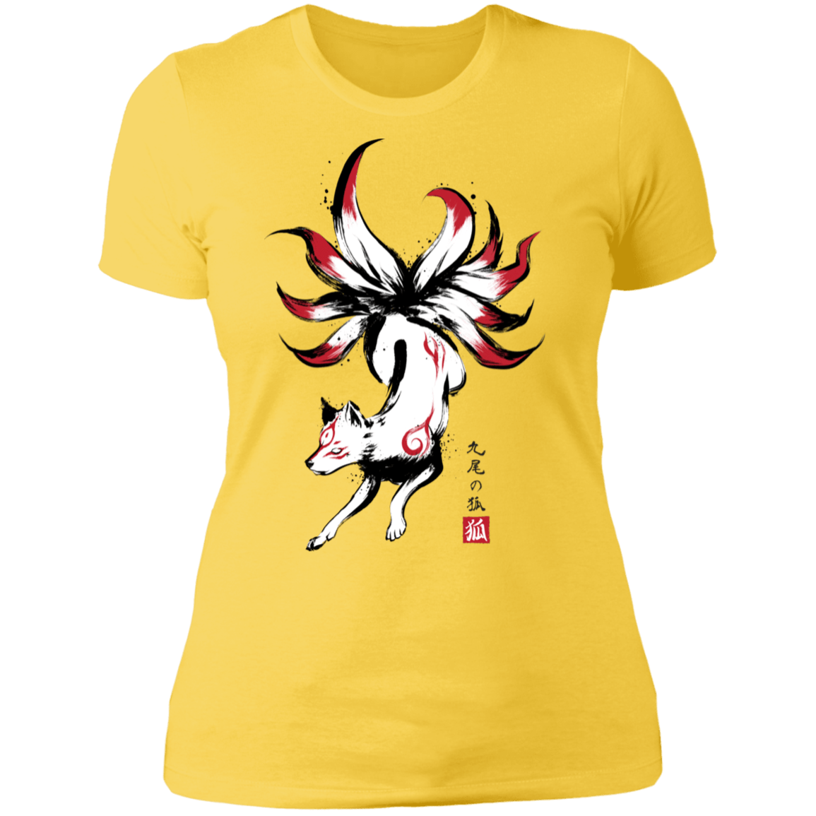 T-Shirts Vibrant Yellow / S Kitsune sumi-e Women's Premium T-Shirt
