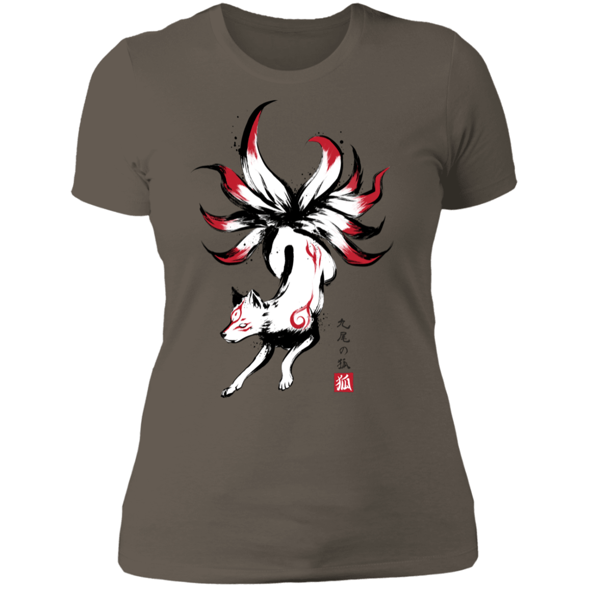 T-Shirts Warm Grey / S Kitsune sumi-e Women's Premium T-Shirt
