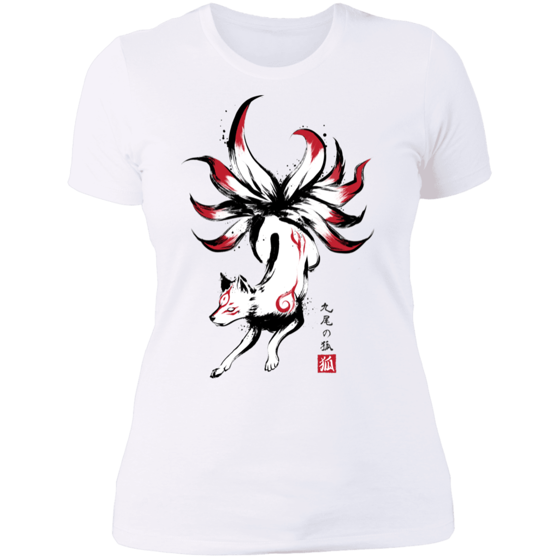 T-Shirts White / S Kitsune sumi-e Women's Premium T-Shirt