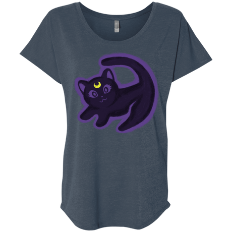 T-Shirts Indigo / X-Small Kitty Queen Triblend Dolman Sleeve
