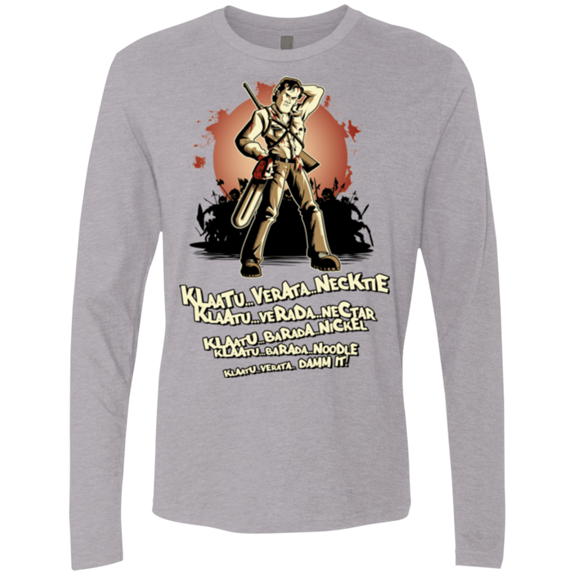 T-Shirts Heather Grey / Small Klaatu Barada Nikto Men's Premium Long Sleeve