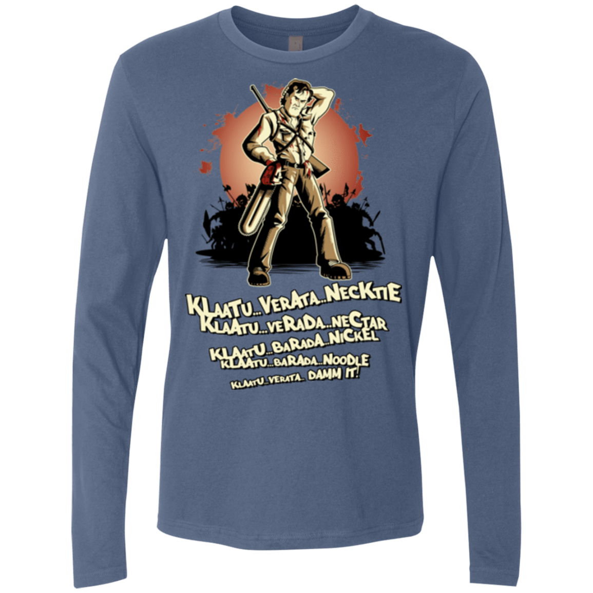 T-Shirts Indigo / Small Klaatu Barada Nikto Men's Premium Long Sleeve