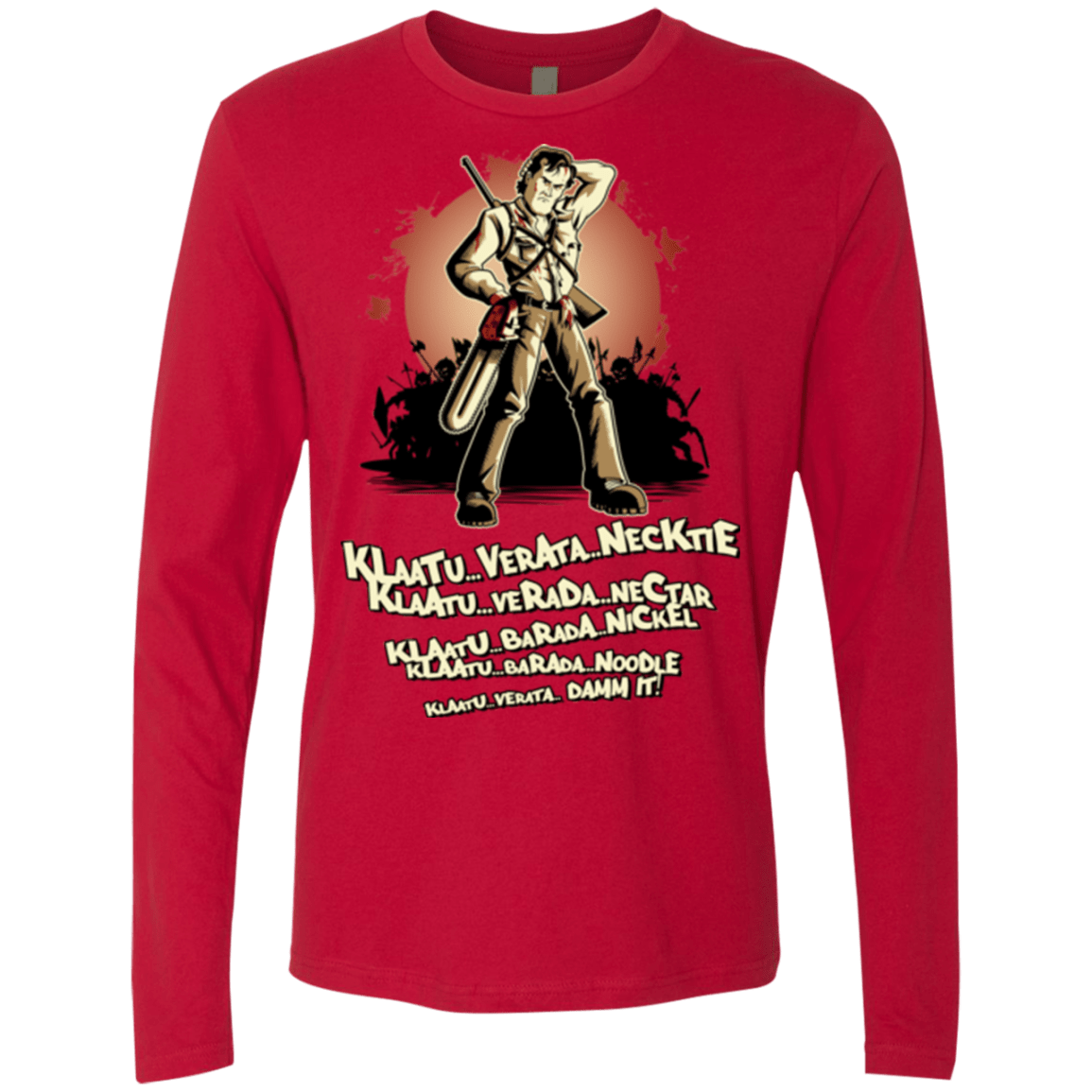 T-Shirts Red / Small Klaatu Barada Nikto Men's Premium Long Sleeve