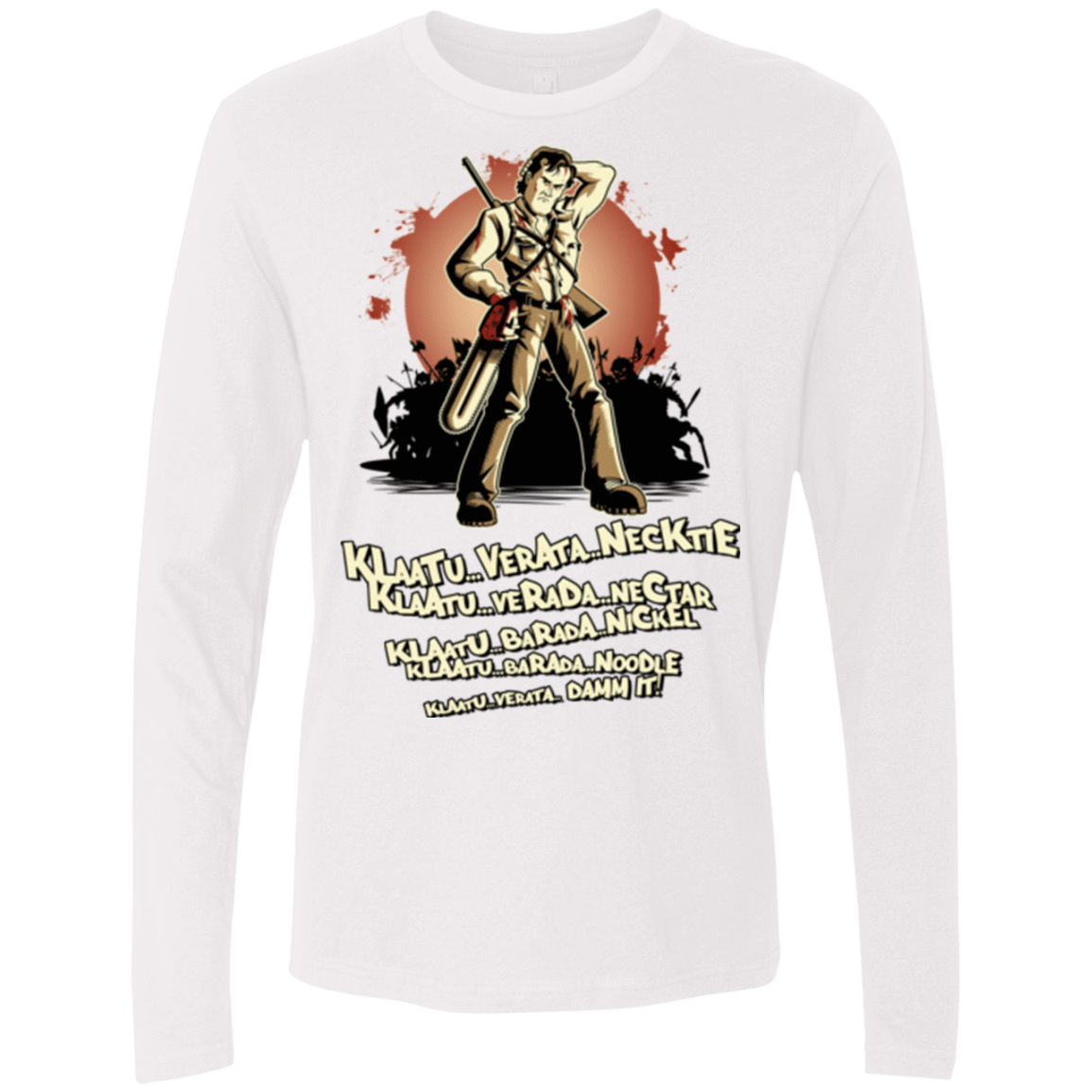 T-Shirts White / Small Klaatu Barada Nikto Men's Premium Long Sleeve