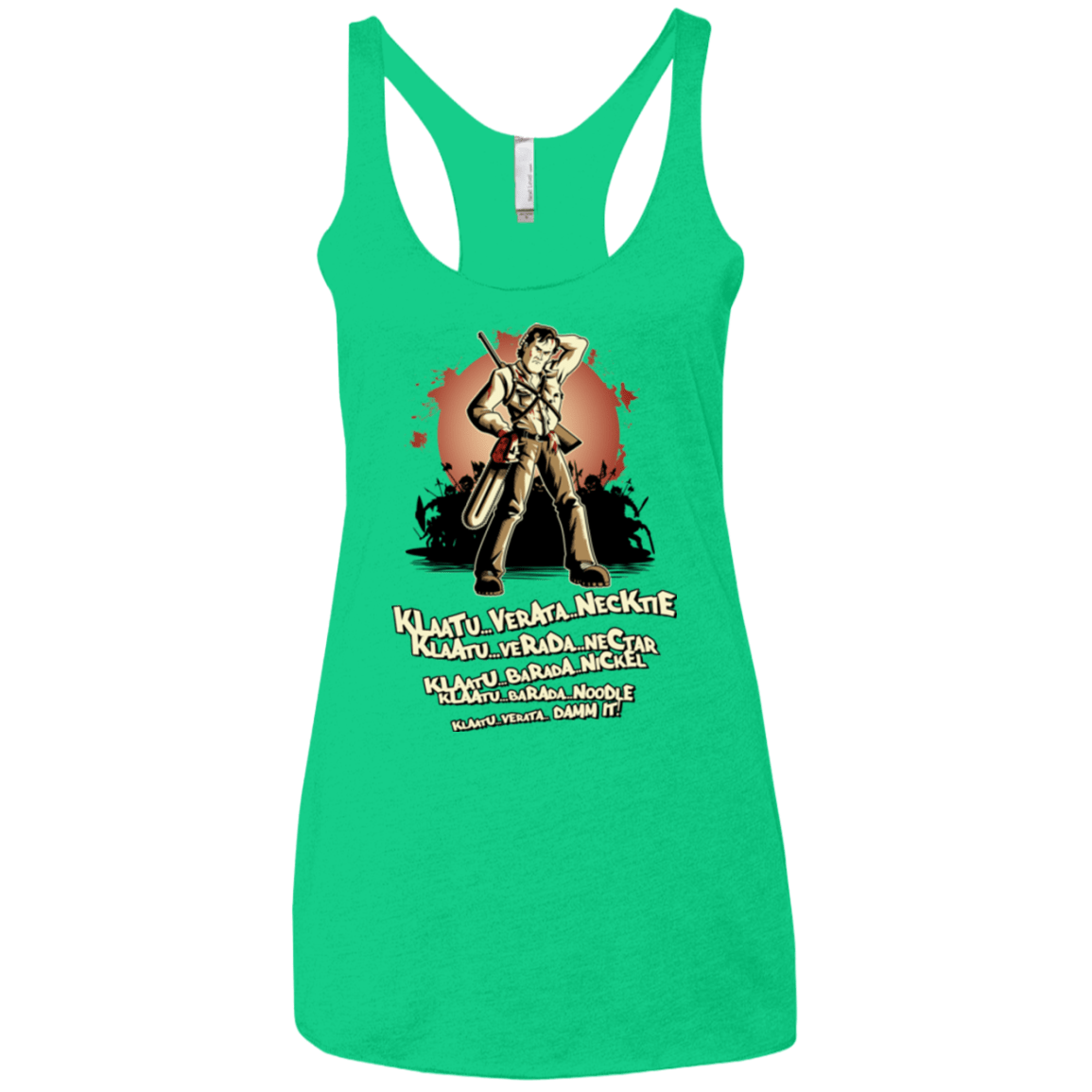 T-Shirts Envy / X-Small Klaatu Barada Nikto Women's Triblend Racerback Tank