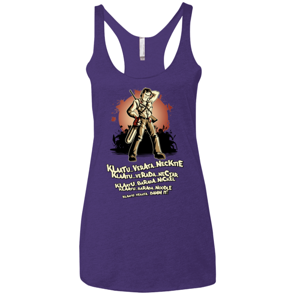T-Shirts Purple / X-Small Klaatu Barada Nikto Women's Triblend Racerback Tank