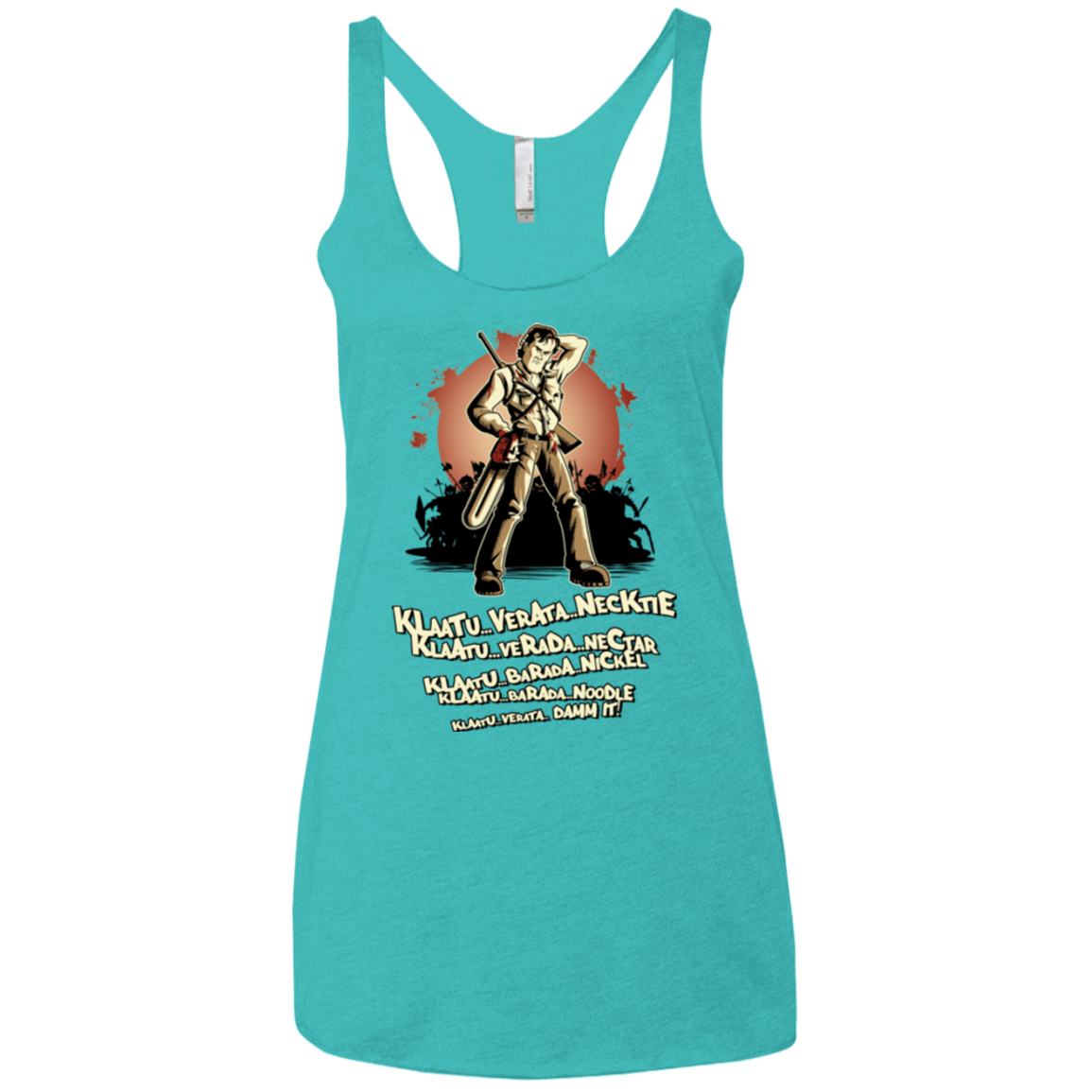T-Shirts Tahiti Blue / X-Small Klaatu Barada Nikto Women's Triblend Racerback Tank