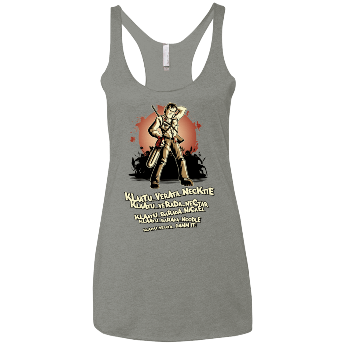 T-Shirts Venetian Grey / X-Small Klaatu Barada Nikto Women's Triblend Racerback Tank