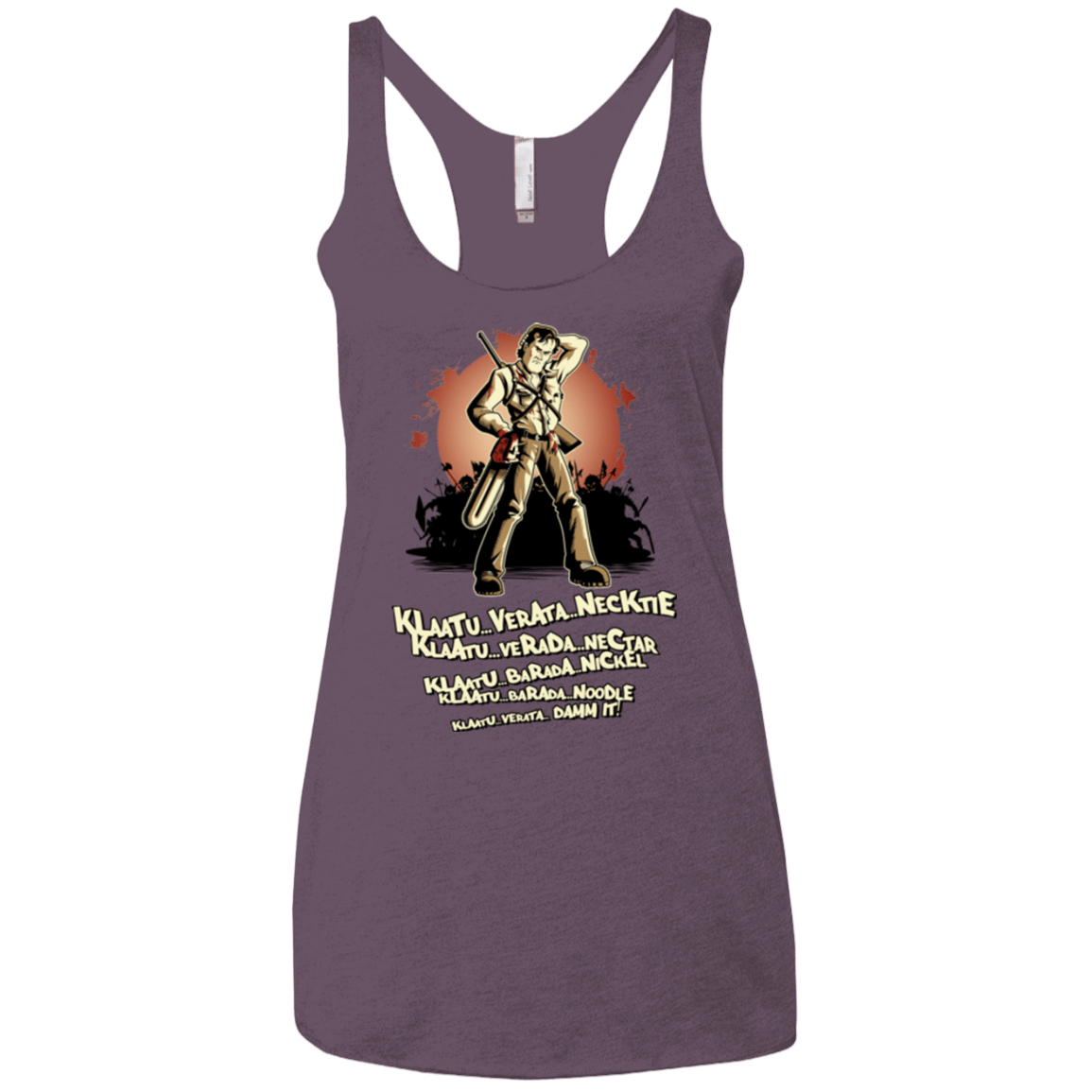 T-Shirts Vintage Purple / X-Small Klaatu Barada Nikto Women's Triblend Racerback Tank