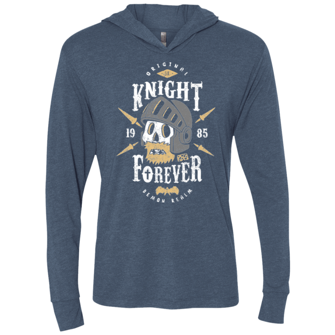 T-Shirts Indigo / X-Small Knight Forever Triblend Long Sleeve Hoodie Tee