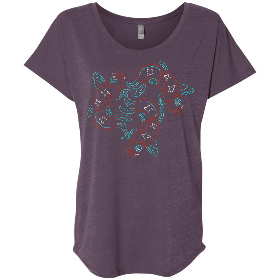 T-Shirts Vintage Purple / X-Small Koi Koi Triblend Dolman Sleeve