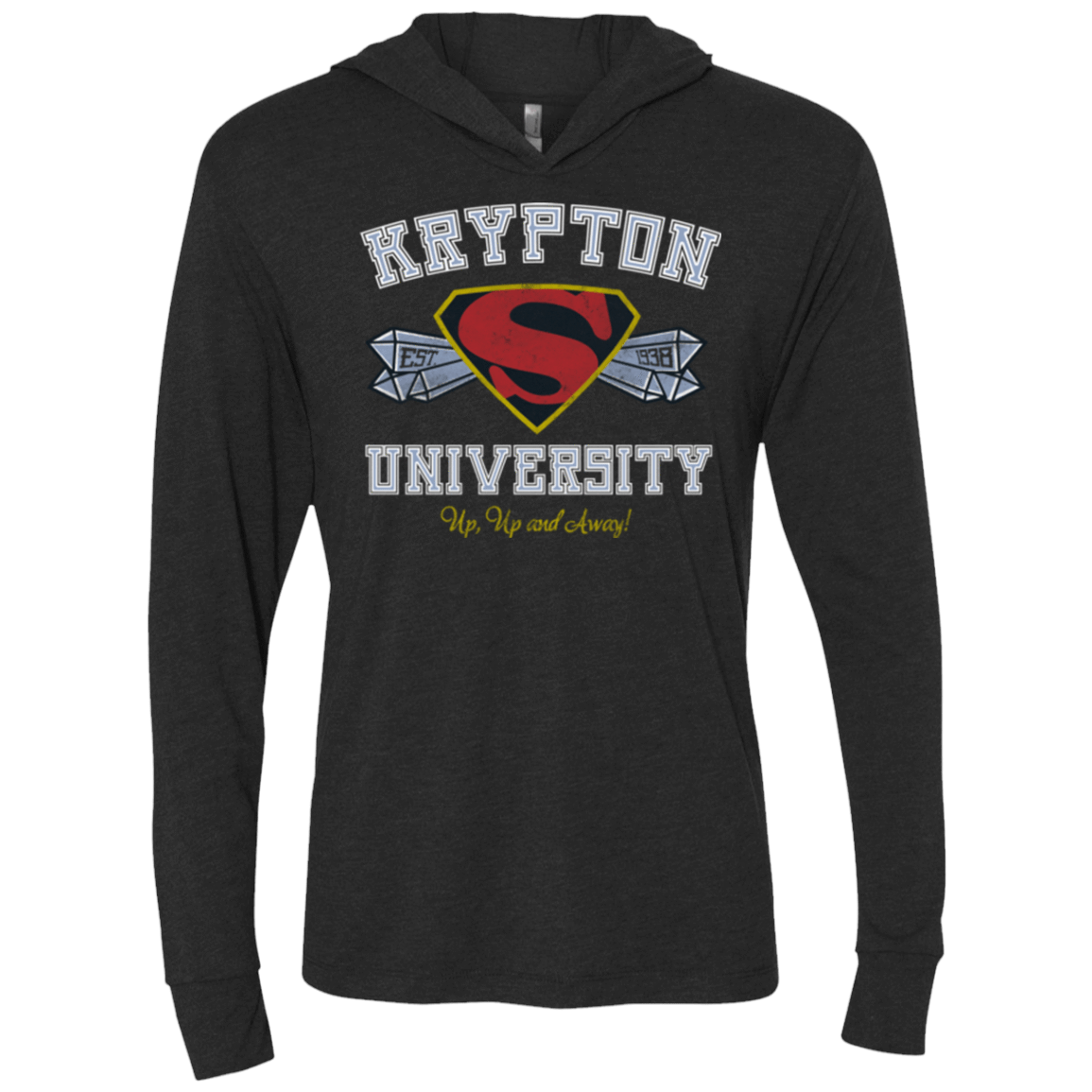 T-Shirts Vintage Black / X-Small Krypton University Triblend Long Sleeve Hoodie Tee
