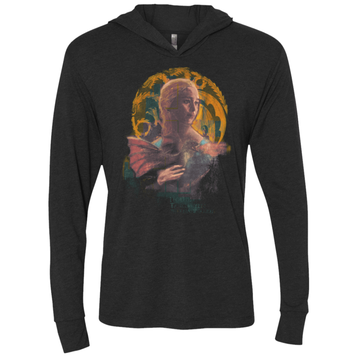 T-Shirts Vintage Black / X-Small la Dame Au Dragon Triblend Long Sleeve Hoodie Tee