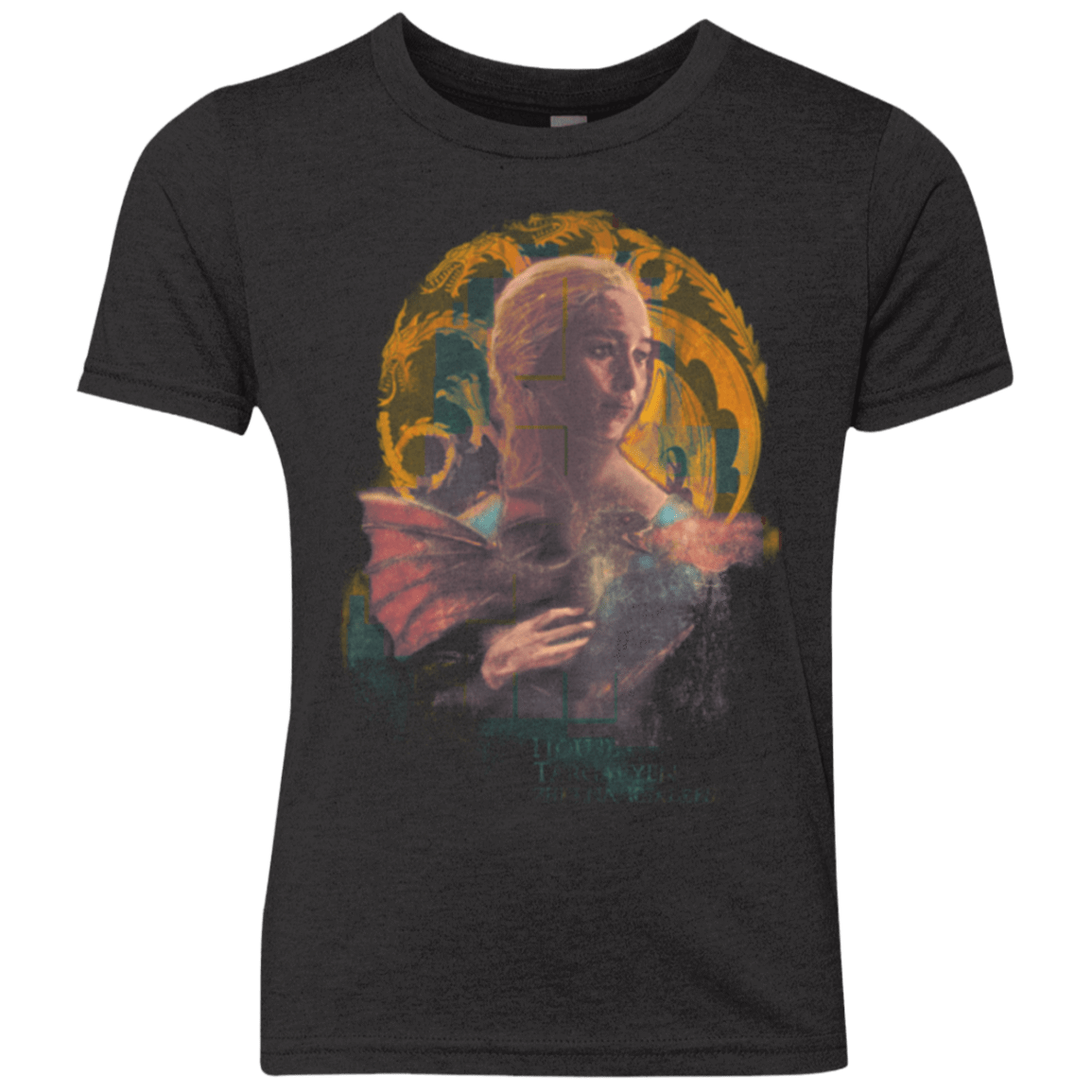 T-Shirts Vintage Black / YXS la Dame Au Dragon Youth Triblend T-Shirt