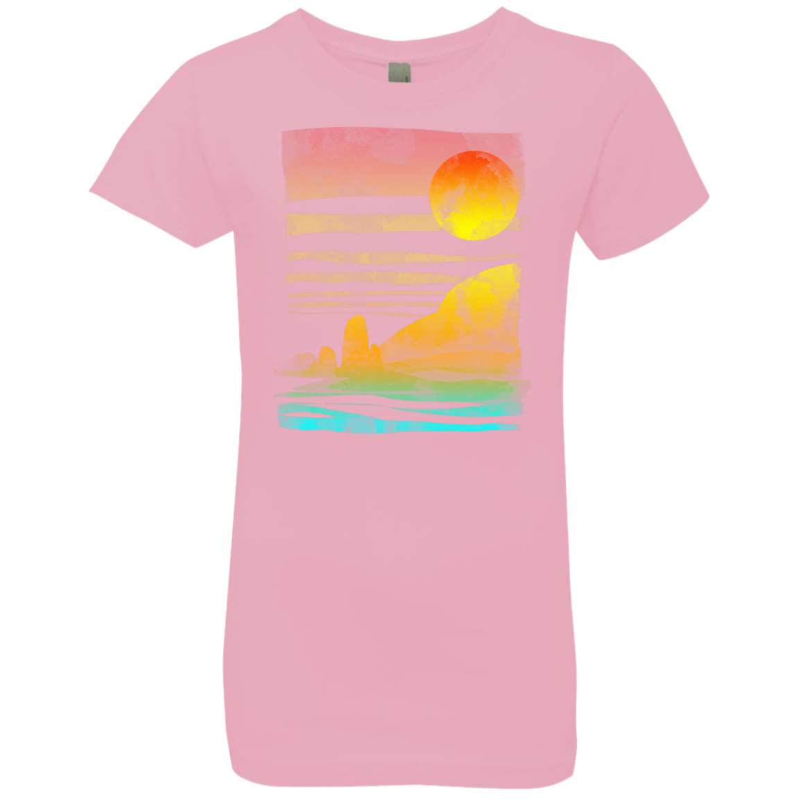T-Shirts Light Pink / YXS Landscape Painted With Tea Girls Premium T-Shirt
