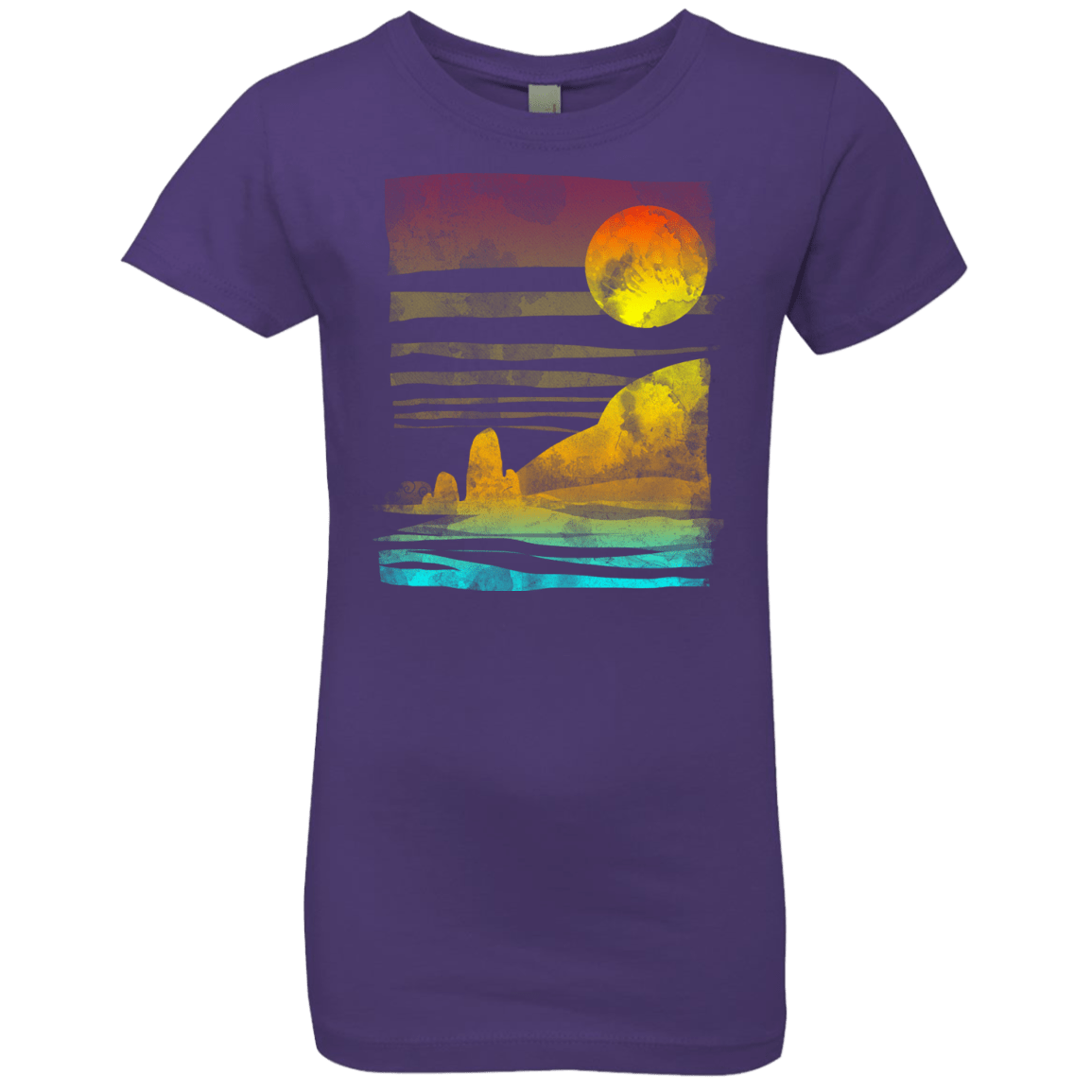 T-Shirts Purple Rush / YXS Landscape Painted With Tea Girls Premium T-Shirt
