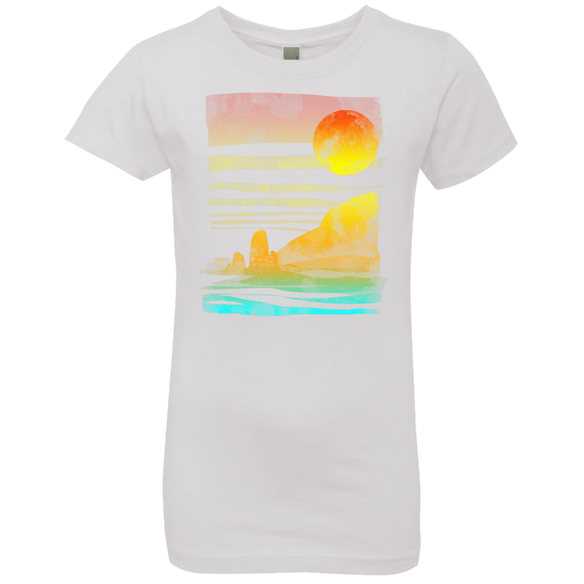 T-Shirts White / YXS Landscape Painted With Tea Girls Premium T-Shirt