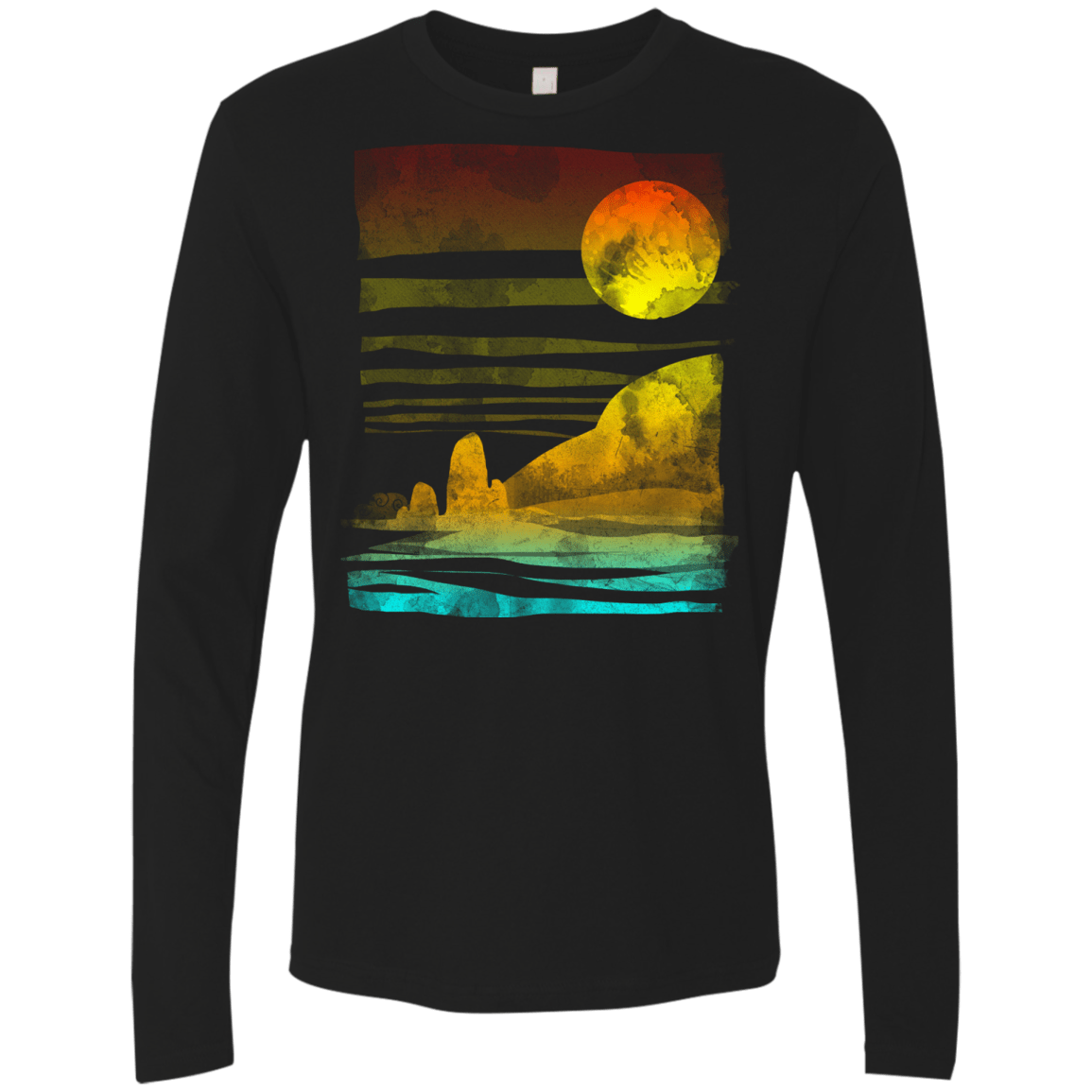 T-Shirts Black / S Landscape Painted With Tea Men's Premium Long Sleeve