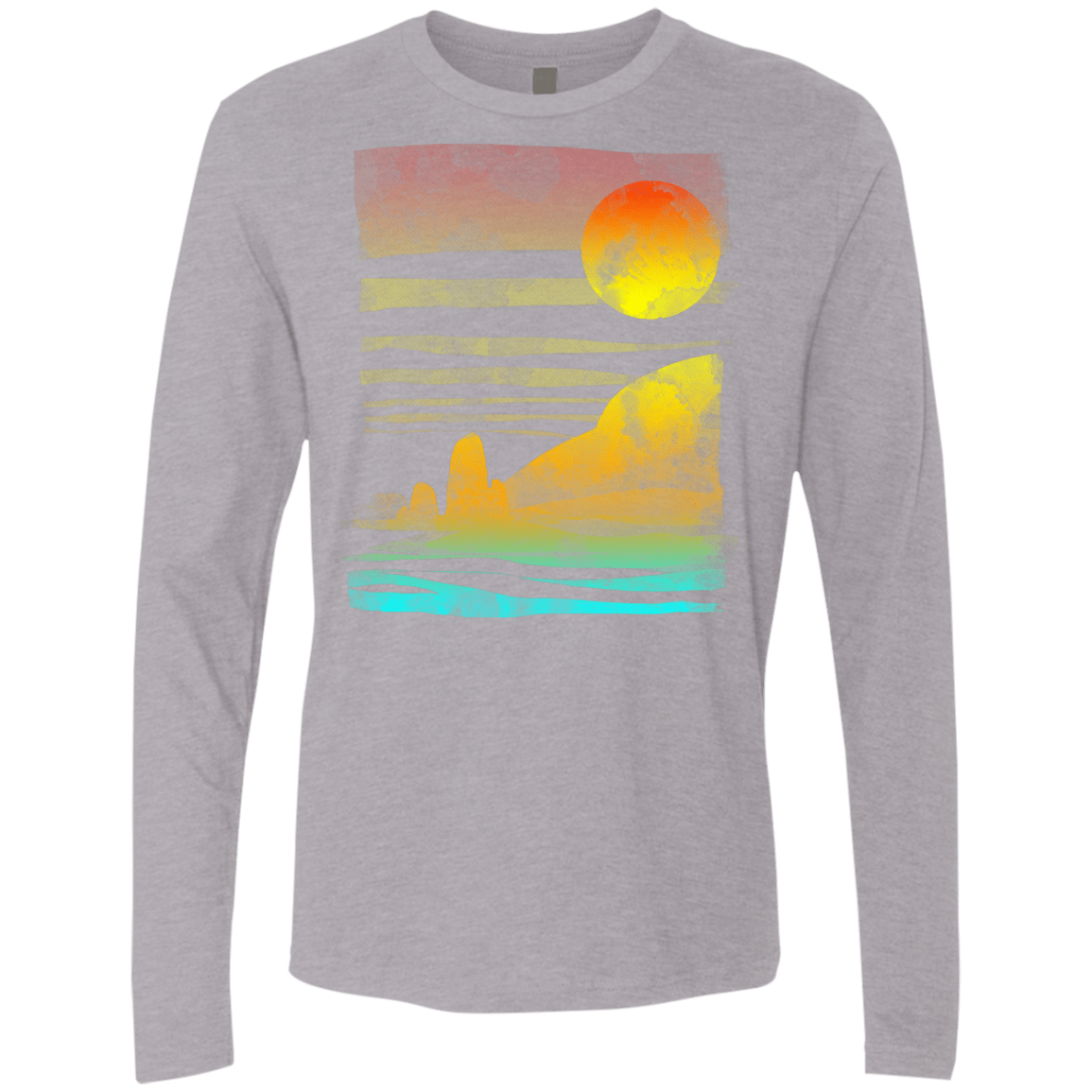 T-Shirts Heather Grey / S Landscape Painted With Tea Men's Premium Long Sleeve