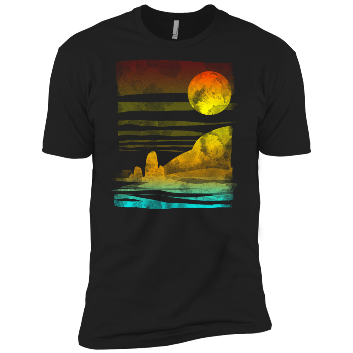 T-Shirts Black / X-Small Landscape Painted With Tea Men's Premium T-Shirt