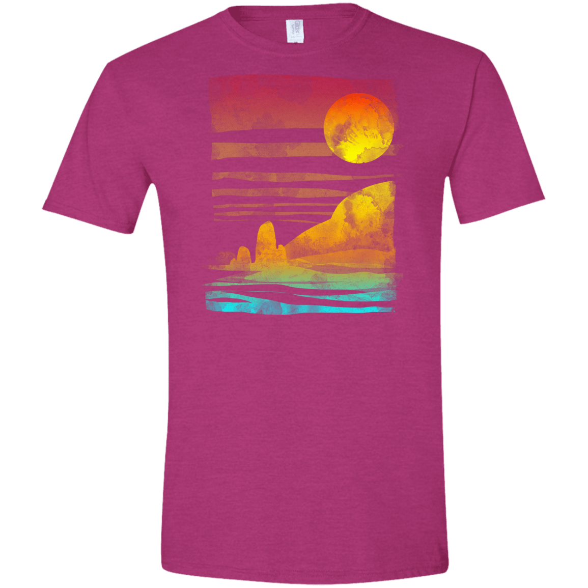 T-Shirts Antique Heliconia / S Landscape Painted With Tea Men's Semi-Fitted Softstyle