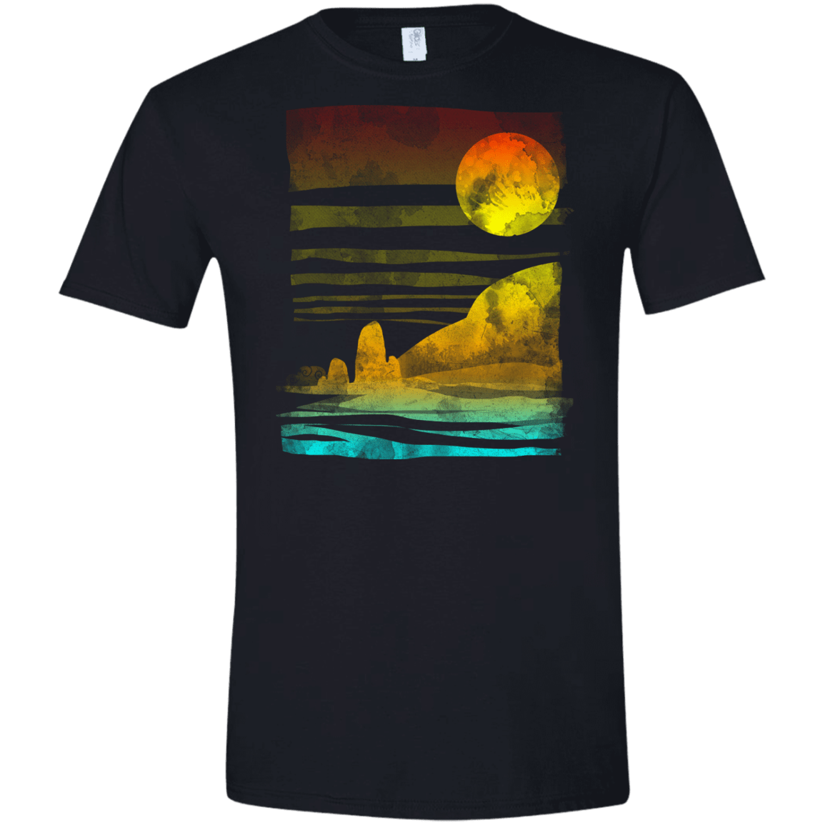 T-Shirts Black / X-Small Landscape Painted With Tea Men's Semi-Fitted Softstyle
