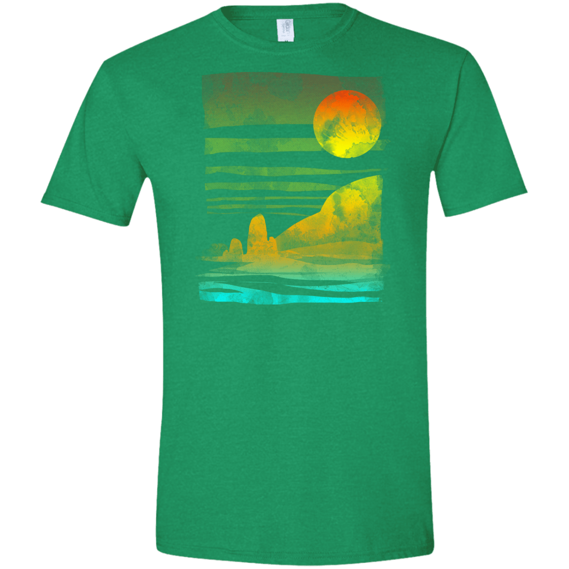 T-Shirts Heather Irish Green / S Landscape Painted With Tea Men's Semi-Fitted Softstyle