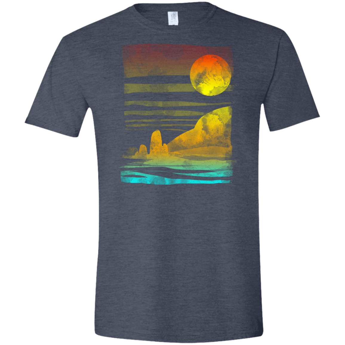 T-Shirts Heather Navy / S Landscape Painted With Tea Men's Semi-Fitted Softstyle