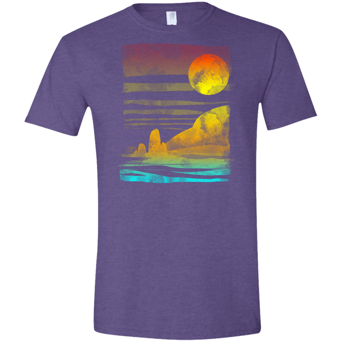 T-Shirts Heather Purple / S Landscape Painted With Tea Men's Semi-Fitted Softstyle