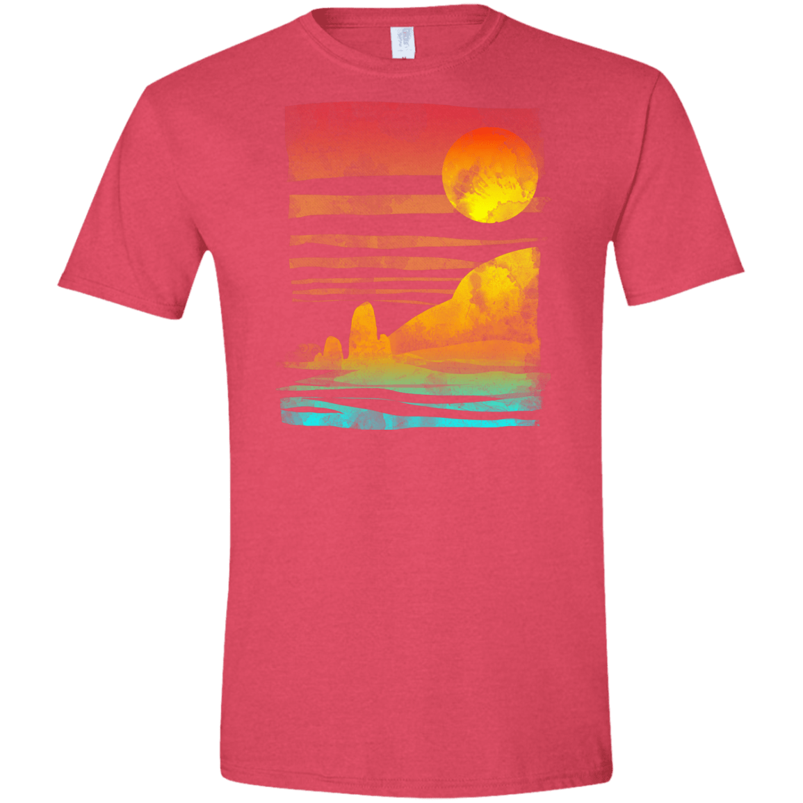T-Shirts Heather Red / S Landscape Painted With Tea Men's Semi-Fitted Softstyle