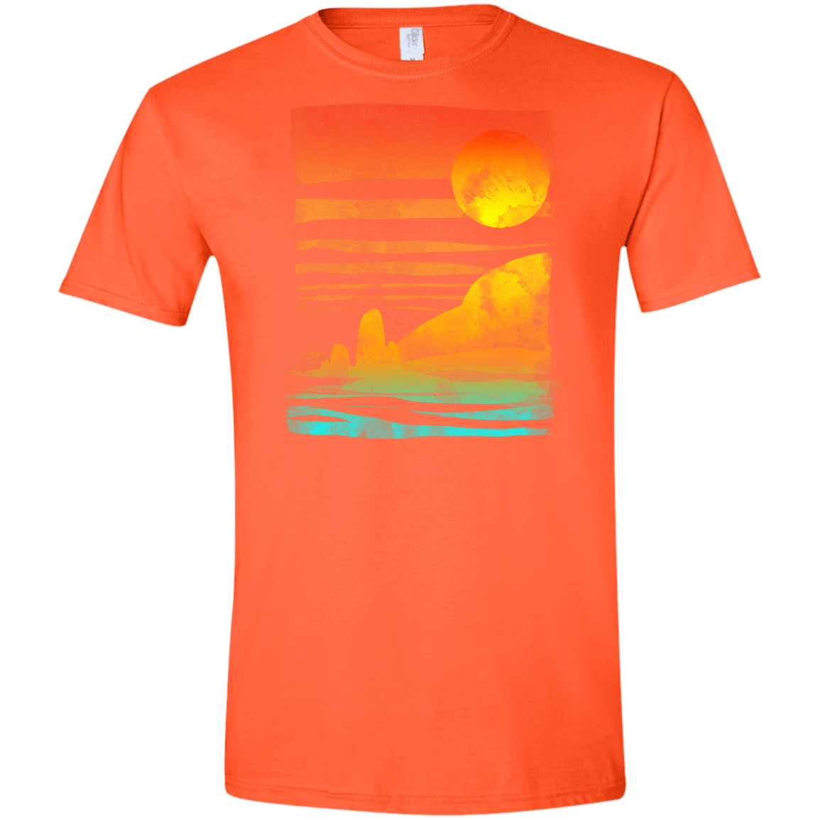 T-Shirts Orange / S Landscape Painted With Tea Men's Semi-Fitted Softstyle