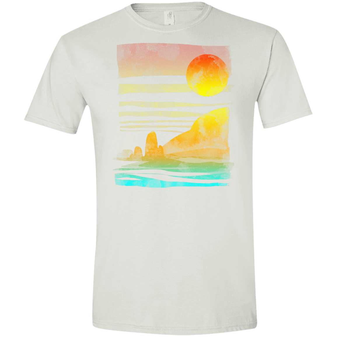 T-Shirts White / X-Small Landscape Painted With Tea Men's Semi-Fitted Softstyle