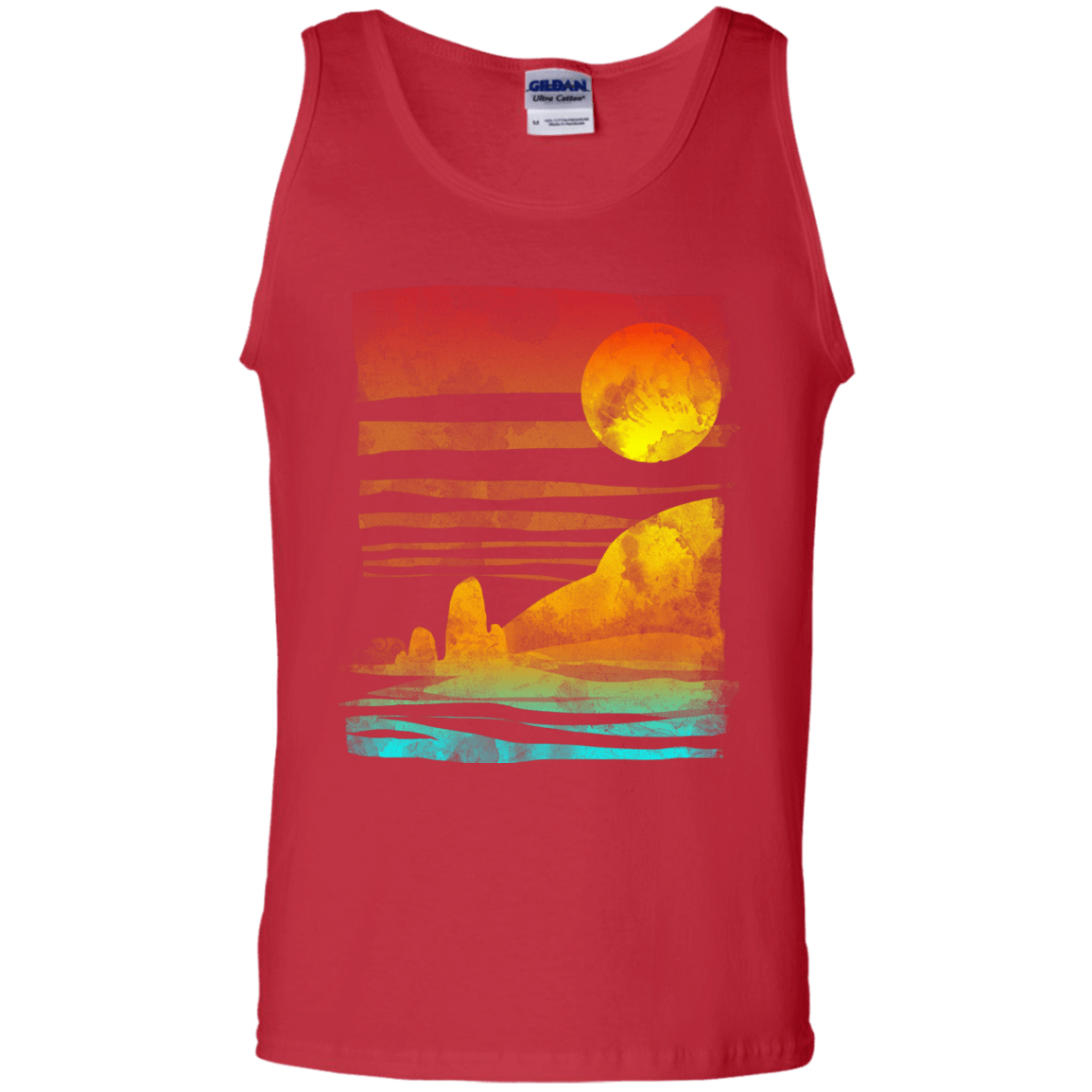 T-Shirts Red / S Landscape Painted With Tea Men's Tank Top